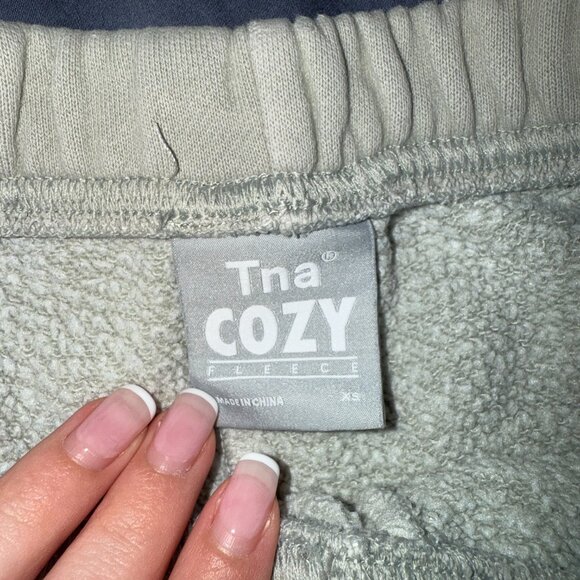 Aritzia TNA Cozy Fleece Mini Short XS Sage Green Soft Lounge Shorts - Picture 3 of 4